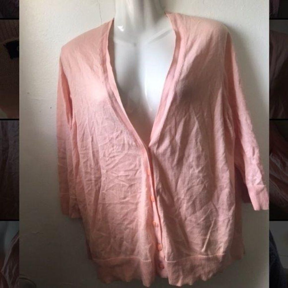 Gap Scoop Neck Button Up Cardigan Sweater Pink 2XL
